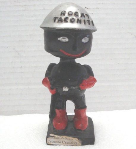 VINTAGE ROCKY TACONITE BOBBLEHEAD NODDER SILVER BAY MINNESOTA Steel Mining Rare!