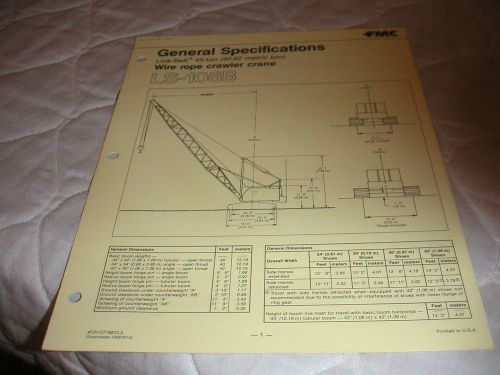 1980&#039;s link-belt ls-108b wire rope crawler crane sales brochure for sale