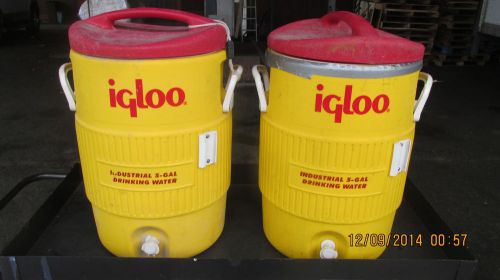 2 used igloo 5 gal industrial drinking water containers for sale