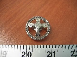 1&#034; Christian Cross Dotted Concho Conchos Matte Nickel