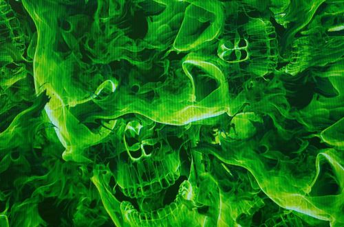 Green burning skulls hydrographic film for sale