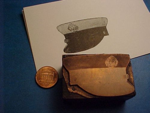 Letterpress printers block WENTWORTH FORMAN Co. FIREMAN&#039;S DRESS HAT CAP 1920 30s
