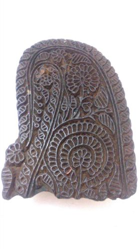 Vintage big size inlay carved peacock head design wooden printing block/stamp