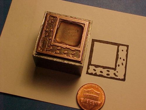 Letterpress printers block picture frame dots spots oval type design square old! for sale