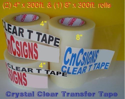 4&#034;, 4&#034;, 8&#034; clear application transfer poli tape 300&#039; vinyl cutter plotter new for sale