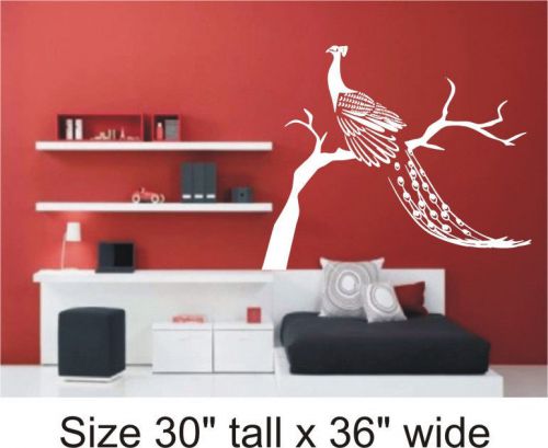 2X Peacock Silhouette Bedroom, Drawing Room Wall Vinyl Sticker Decal -1250 A