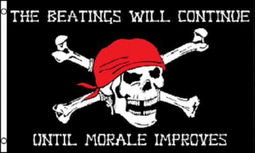 Beatings Will Continue Until Morale Improves Flag 3x 5&#039; Indoor Outdoor Banner