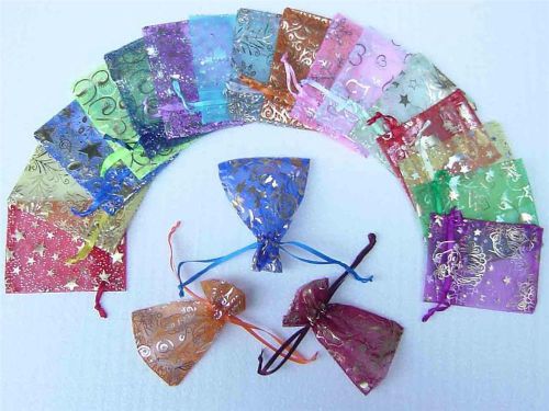 100pcs mixed jewelry organza bags(9x7cm = 3x2.75inches)wedding gift pouches ah02 for sale