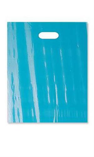 1000 Medium Teal Low Density Merchandise Bag with die cut handles - 12&#034; x 15&#034;