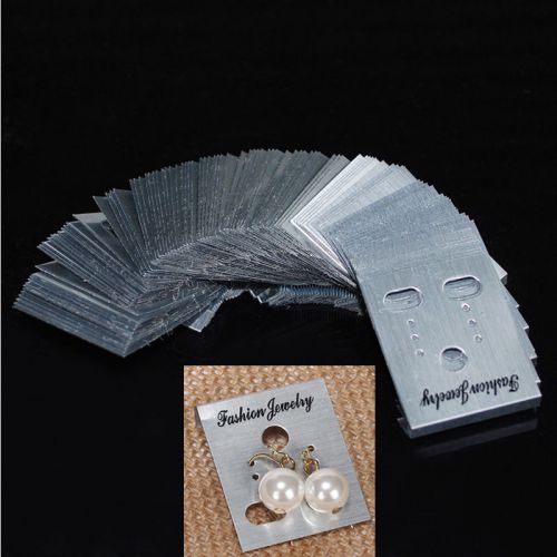 100Pcs Silver Earring Ear Studs Jewelry Display Plastic Card Hang Hanging Holder