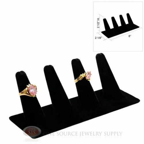 2 1/2&#034; Four Finger Black Velvet Ring Display Jewelry Showcase Presentation