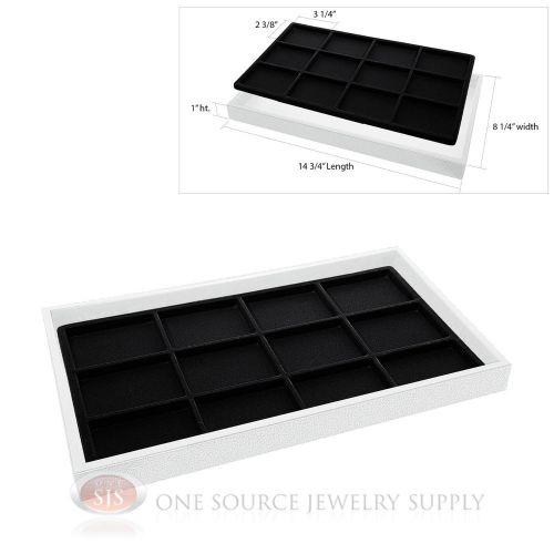 White Plastic Display Tray 12 Black Compartment Liner Insert Organizer Storage
