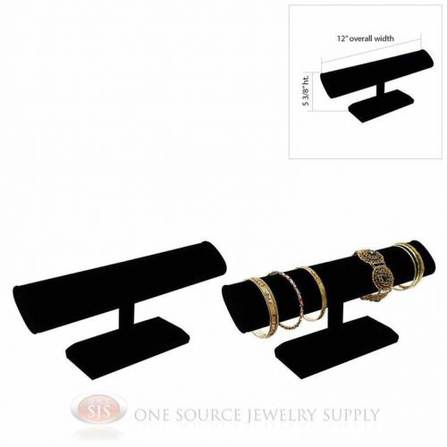 (2) 5 3/8&#034; Black Velvet 1 Tier T-Bar Oval Jewelry Bracelet Display Presentation