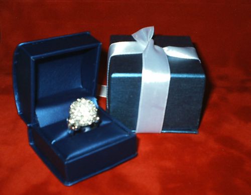 New fancy royal navy blue engagement ring wedding bands promise ring gift box for sale