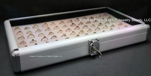 1 Wholesale Locking Aluminum Pink 72 Ring Display Portable Storage Box Case