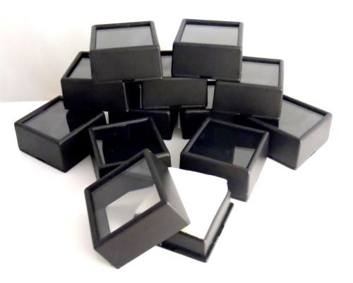 12PC SET 1-1/2&#034;x3/4&#034; Square Glass Top Gem Box storage/display gold/gems/coins