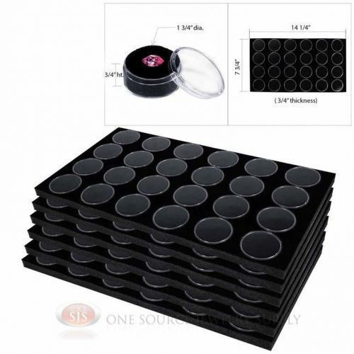 (6) Organizer Gemstones 24 Black Gem Jar Foam Inserts Tray Jewelry Display