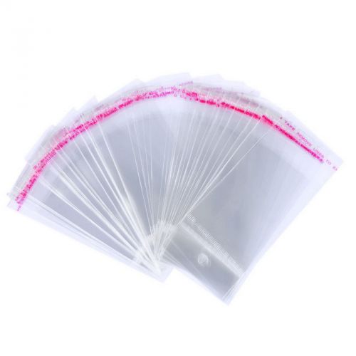 200PCs Clear Self Adhesive Seal Plastic Bags 15x6cm (Usable Space:10.5cmx6cm)