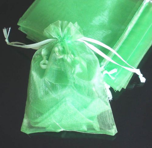 50x Solid Light Green Organza Bag Pouch for Xmas NewYear Gift 7x9cm(2.7x3.5inch)