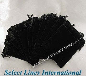 NEW 12pc Black Velvet Jewelry Pouch Bag Display Pouches