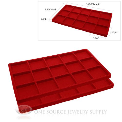 2 Red Insert Tray Liners W/ 15 Compartments Drawer Organizer Jewelry Displays
