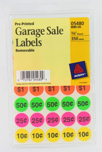 Avery 350 Count Assorted Colors Pre-Printed Garage Sale Label Set of 6