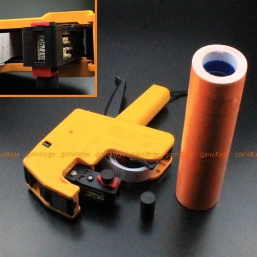 New 8 digits yellow price tag gun labeler labeller + 5000 orange labels + 2 inks for sale