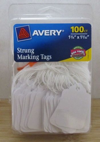 Avery Merchandise Tags Strung 100 Ct White 1 3/4&#034; x 1 3/32&#034; Model 6732
