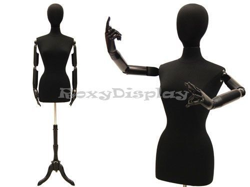 Female foam dress form with movable arms and head. #f6/8bkarm+bs-02bkx for sale