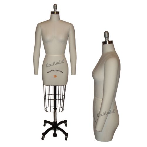 Mannequin professional dress form collapsible shoulders &amp; two removablearms sz10 for sale