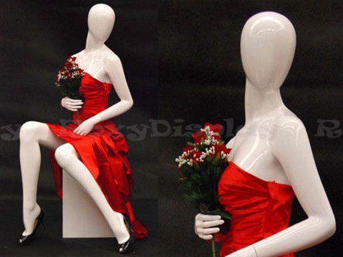 Female fiberglass glossy white mannequin egg head display dress form #md-c9 for sale