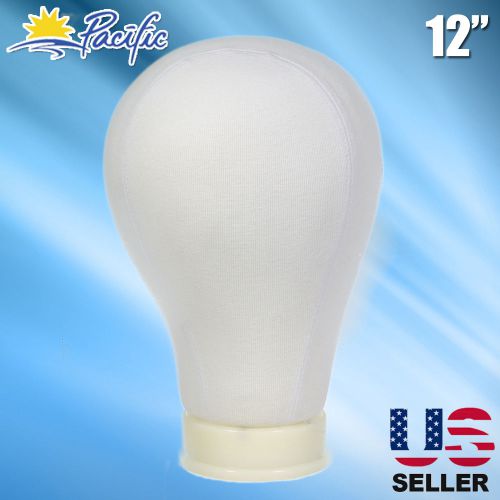 White cloth Canvas MANNEQUIN head holder base display wig hat 12&#034;