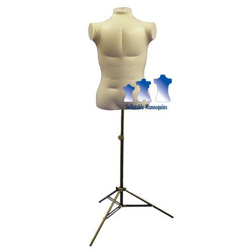 Inflatable Male Torso, Extra Large, Ivory and MS12 Stand