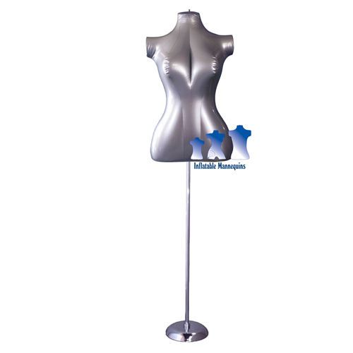 Inflatable Female Torso, Mid-Size, with MS1, Silver Stand