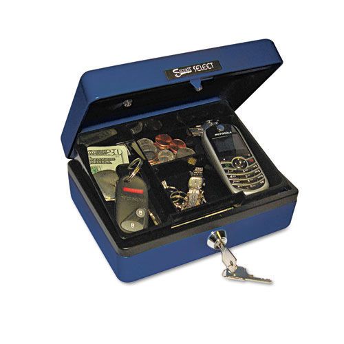 PM Company Personal-Size Cash Box, Sleek Design, 4-Compartment Tray, 2 Keys,