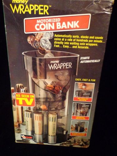 Money Wrapper Motorized Coin Bank, As Seen on TV, w/ Wrappers, Instructions, Box