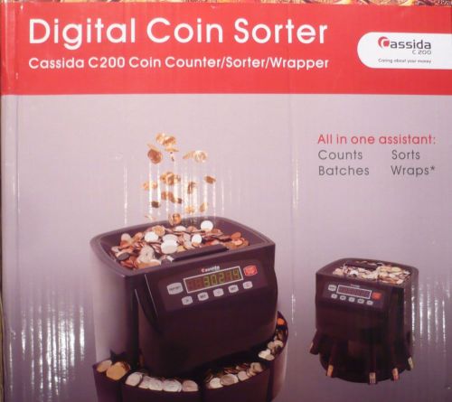 Cassida C200 Digital Coin Sorter wrapper sorts wraps counts batches Money