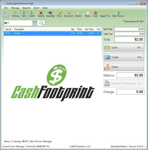 Standard Retail Point-of-Sale(POS) Software, Unlimited Items, Customers