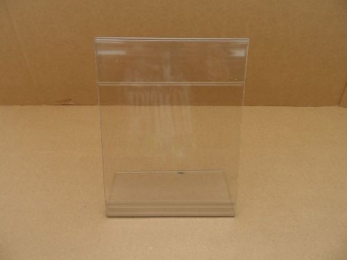 Lot of 10 acrylic standalone side load slanted counter top sign holder 5 1/2x 7 for sale