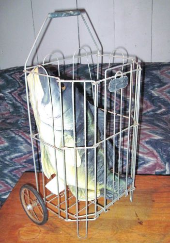 Vintage CHILD - SIZE Folding Wire Metal Pull Shopping Grocery CART basket