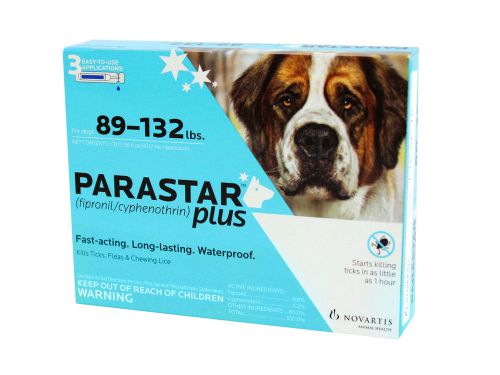Parastar Plus Flea &amp; Tick Control For dogs 89-132 lbs - 3 Applications