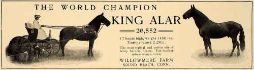1906 ad world champ king alar horse willowmere farm - original advertising cl8 for sale
