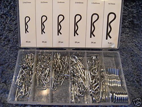 &#039;R&#039; CLIP ASSORTMENT--150 PIECE  HAIR CLIPS HITCH PINS RETAINER PIN--NEW