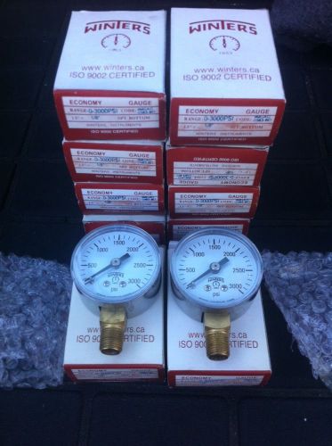 Winters Instruments Pressure Gauge  0-3000 PSI - NOS &#034; LOT OF 10 &#034; 1.5 x 1/8&#034;