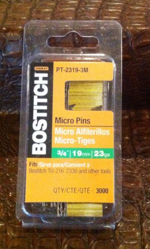 Stanley Bostitch Micro Pins Nails (PT-2319-3M) 3/4&#034;-19mm-23ga   3000 Qty