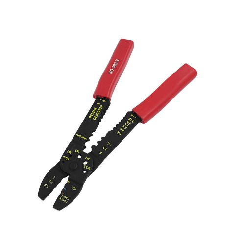Red Handle Bolt Terminal Crimper Wire Cutter Stripper Pliers 9 inch