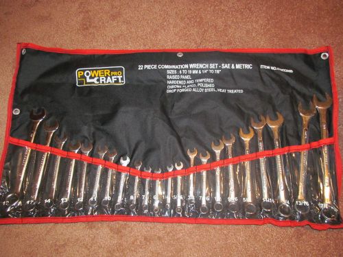 Power pro craft 22 pc. metric- sae  combo wrench set  6-19 mm 1/4-7/8 sae for sale