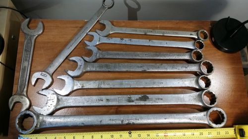9 piece lot open combo box end wrench tools 1 5/8&#034; 1 7/16 williams indestro inch for sale