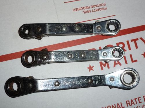 Set of three blue point 25° offset ratcheting box end wrenches. mixed lot for sale