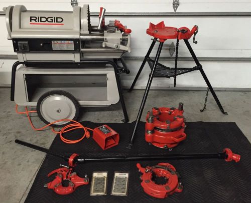 *ridgid* 1224 with rolling cart, 1/2&#034;-6&#034; dies, 3 die heads, 161, 460 tri stand for sale